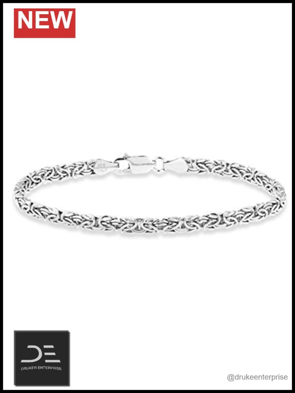 Sterling Silver Byzantine Anklet Women 4mm Italian Jewelry